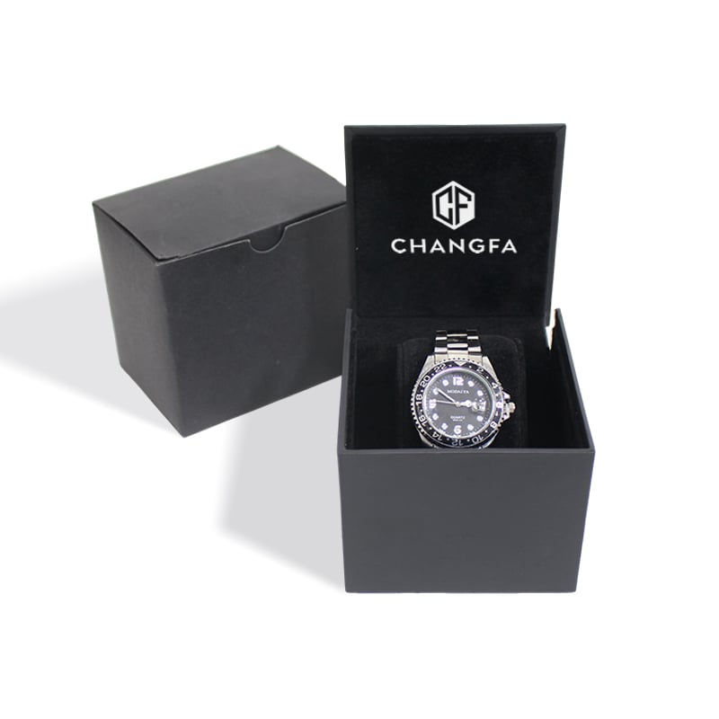 CF Tuck Top Clamshell Magnetic Watch Box Packaging with Pillow Insert