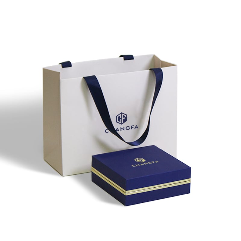 CF Custom Logo Eco-Friendly Recycled Materials Luxury Blue Removable Lid Jewelry Boxes for Neck Ring Necklace Bracelet Earring Box