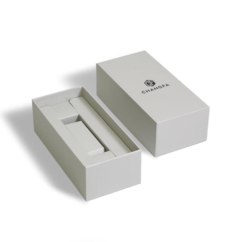 CF Custom Logo White Rigid Hard Case Cardboard Packaging Lid and Base Rigid Paper Gift Box