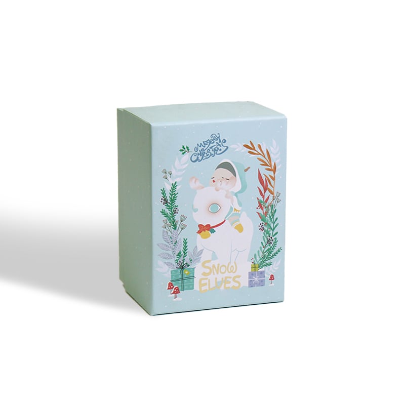 CF Eco-Friendly Paperboard Gift Snow Elves Pattern Foam Lining Closure Handle for Christmas Present Storage UV