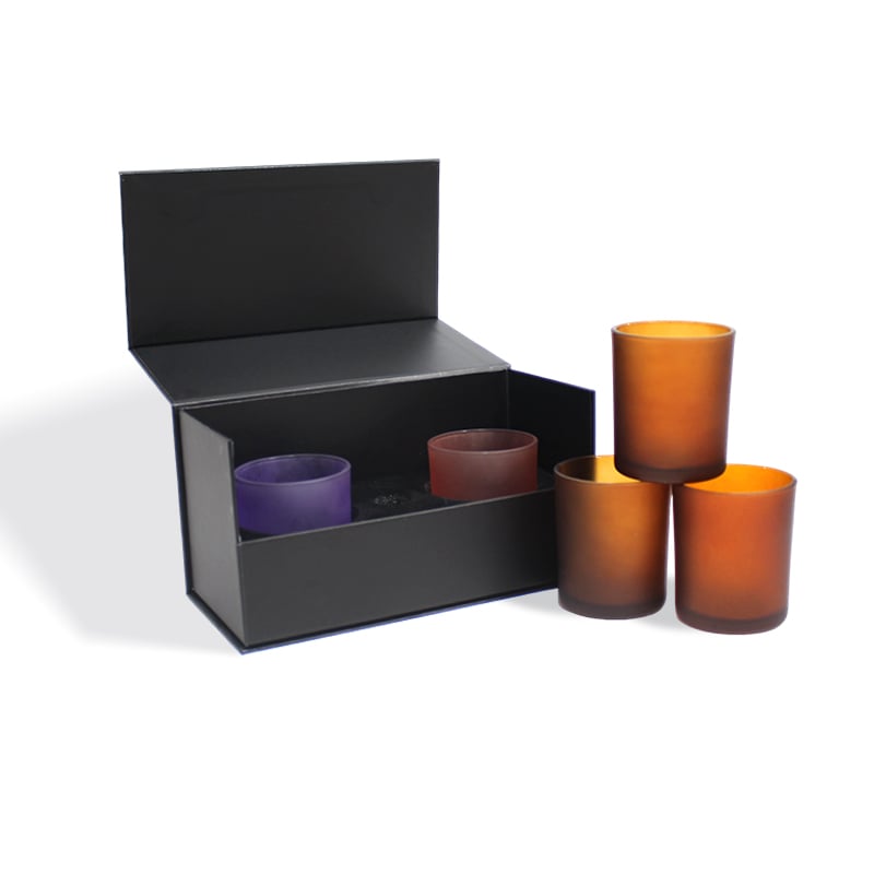 CF Black Rigid Magnetic Clamshell Gift Packaging Boxes For Candles with Foam Insert