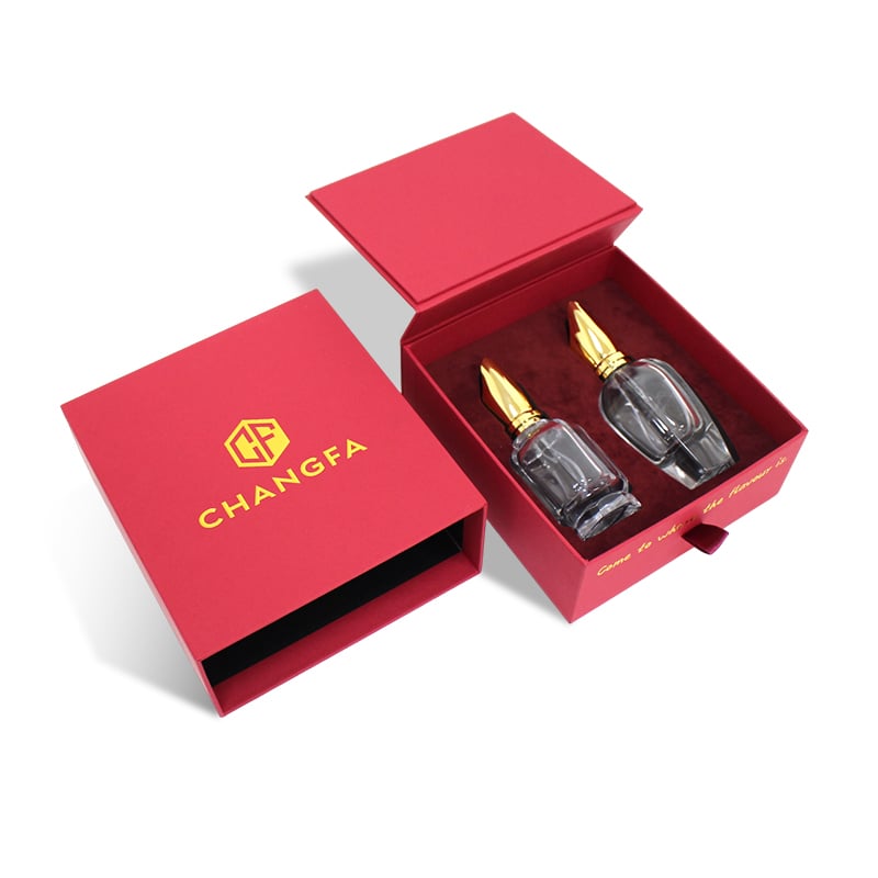 Perfume Red Drawer Box Cardboard Packaging with Eva Insert