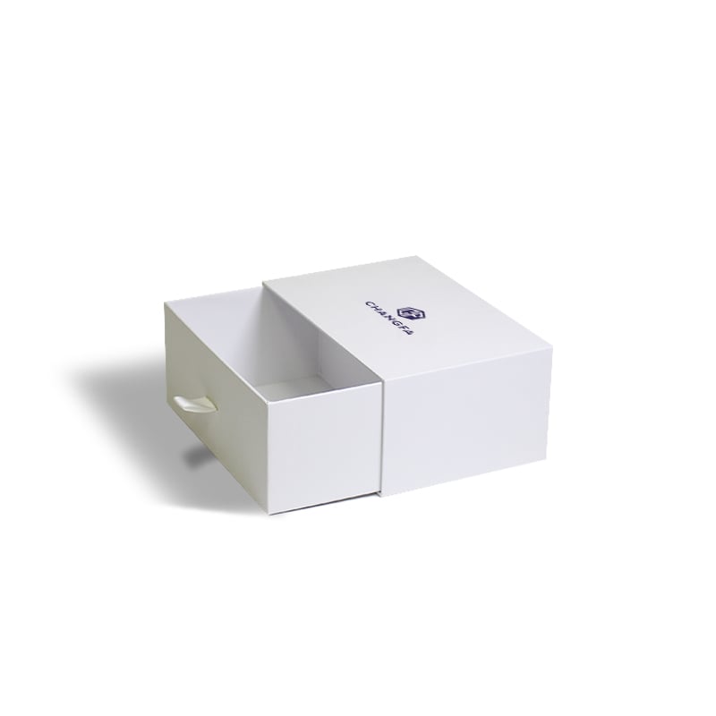 CF White Paper Rigid Drawers Packaging Box Luxury Slide Open Drawer Gift Box