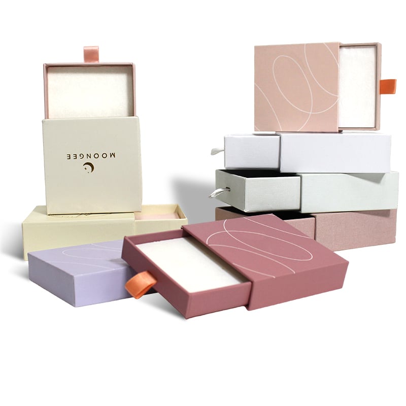 Jewelry White Drawer Box Cardboard Packaging Velvet Foam Insert