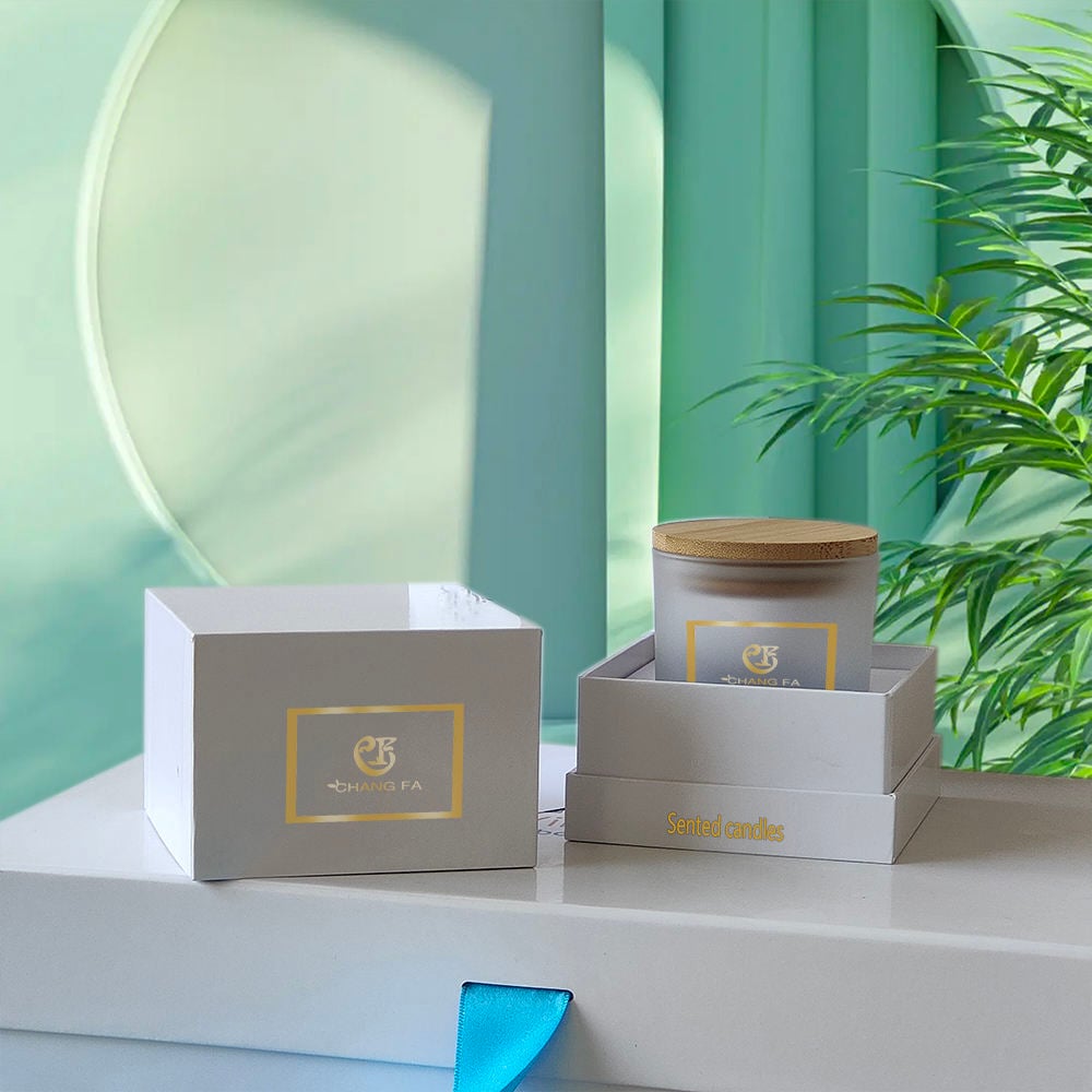Hardcover Sturdy Packaging Custom Empty Luxury Glass Candle Jar With Lid Gift Box Set