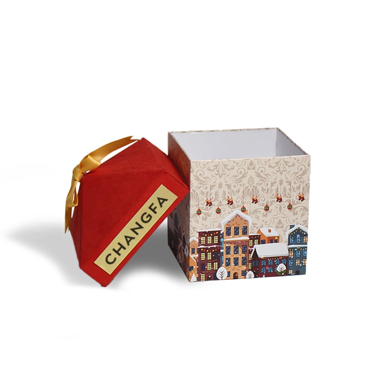 CF Yüksək Səviyyəli Milad Mövzusuna Uyğun Elegant Kağız Hədiyyə Qutuları Kvadrat Formalı Tel ilə Dəbəndi və UV Hissəli Bayram Gündəri üçün Hədiyyələr