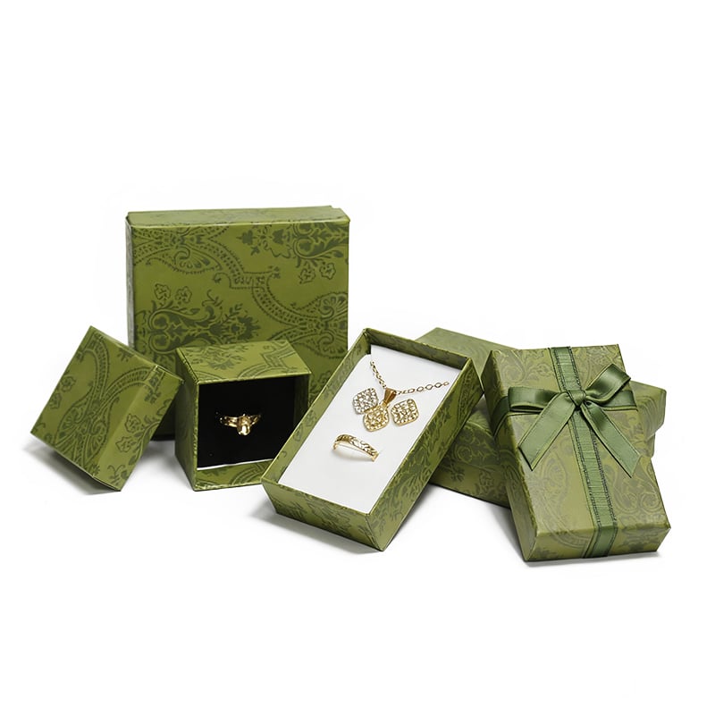 Eco-friendly Ring Box Green Dislocation Flip Jewelry Packaging Customize Able Logo Pp Leather Material Necklace Box