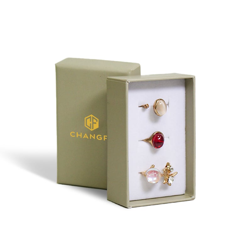 CF Custom Printed Luxury Rigid Cardboard Packaging Box with Logo Lid and Base for Jewelry Ring Box