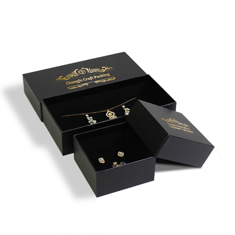 CF Custom Black Detachable Jewelry Box With Sponge Lining Multi Layer Storage Case For Rings Earrings And Necklaces Box Packaging