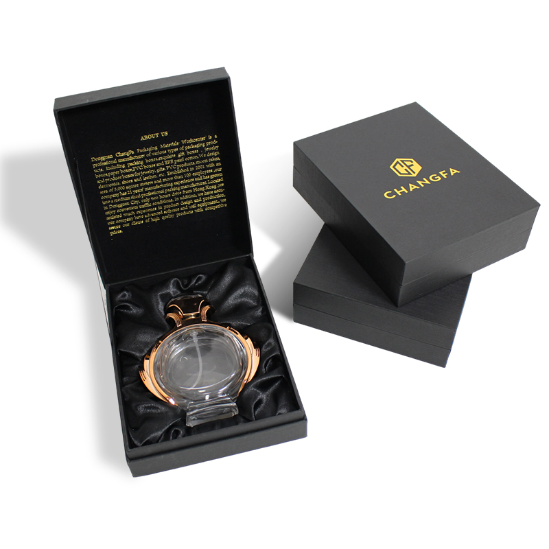 Perfume Black Paperboard Clamshell Box Velvet Foam Insert