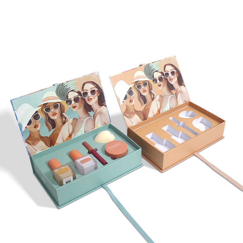 Cosmetic Set Clamshell Magnetic Box With EVA velvet insert