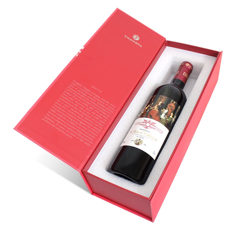 Wine Magnetic Foldable Gift Box With EPE Pearl Cotton