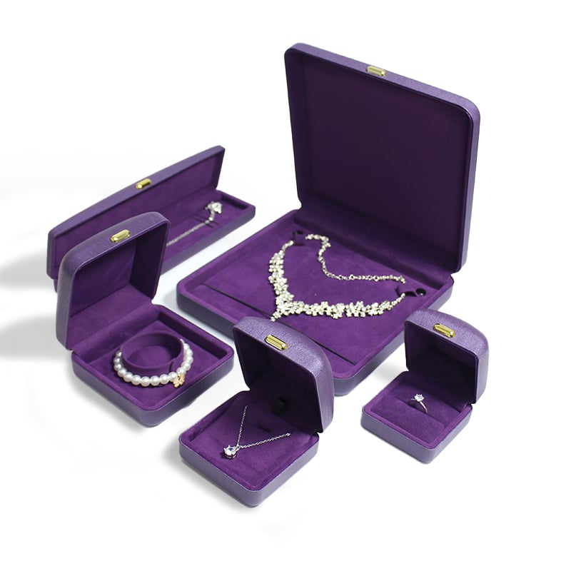 CF Pendant Box Leather Luxury Jewelry Box Purple Pu Jewelry Packaging Box