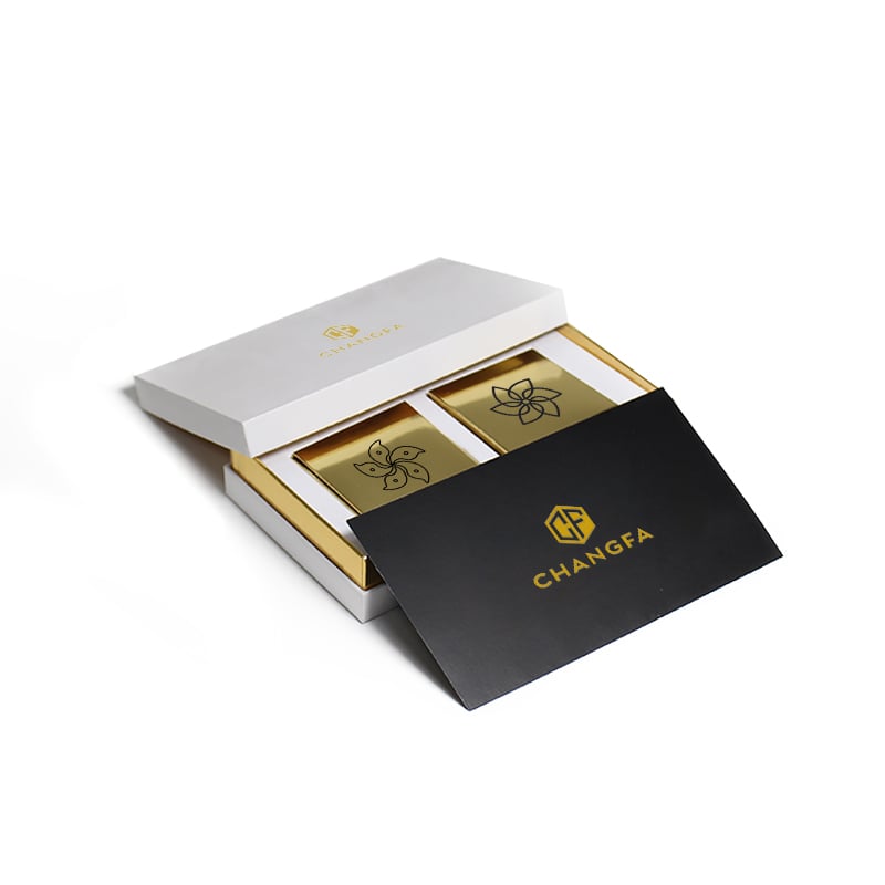 CF Luxury White Square Chocolate Packaging Box Recycled Cardboard Matt Lamination Embossing UV for Snacking Gifts