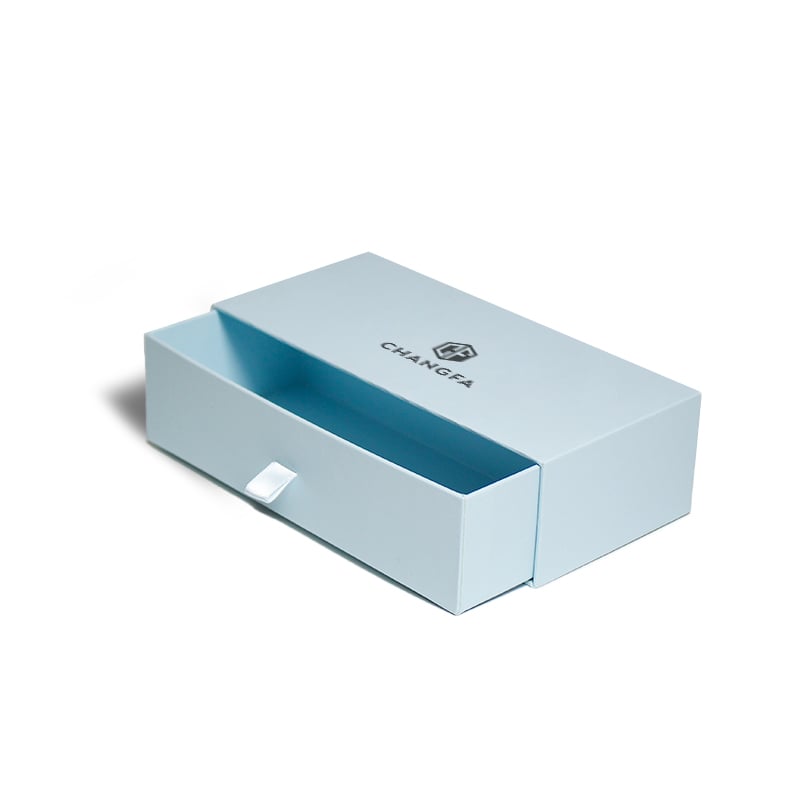 CF Custom Logo Printed Hard Rigid Recycle Style Cardboard Paper Packaging Drawer Sliding Gift Box With Ribbon Handle