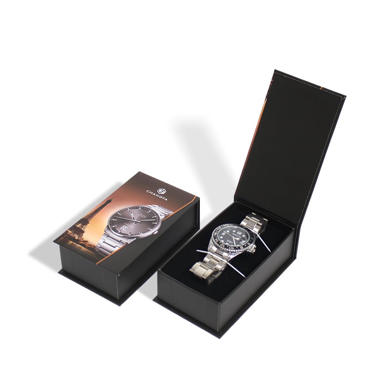 CF Clamshell Magnetic Watch Box with Velvet Foam Insert