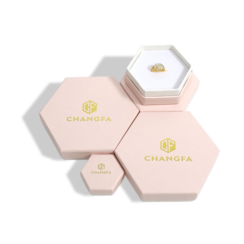 CF Hexagon Removable Lid Box With Neck Jewelry Box With Sponge Insert