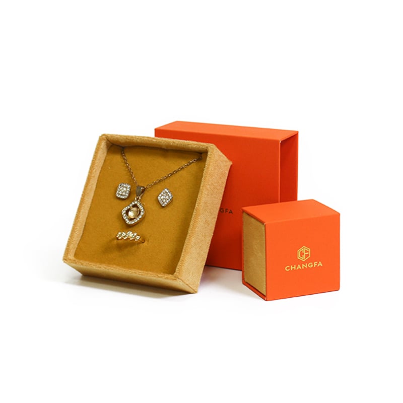 CF Luxury Drawer Style Packaging With Soft Velvet Insert For Necklace Bracelet Ring Jewelry Box
