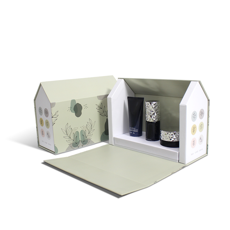 CF Newly Designed House-shaped Cosmetic Clamshell Magnetic Box With EVA Velvet Insert