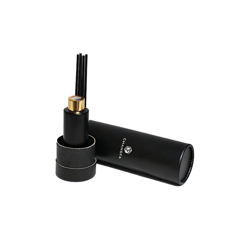 CF Cylinder Glossy Black Empty Reed Diffuser Aromatherapy Glass Bottles With Box