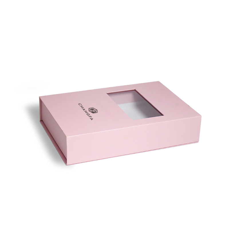 CF Luxury Custom Logo Recyclable Eco-Friendly Rigid Gift Boxes Magnetic PVC Window High-End Embossing Foil Packaging