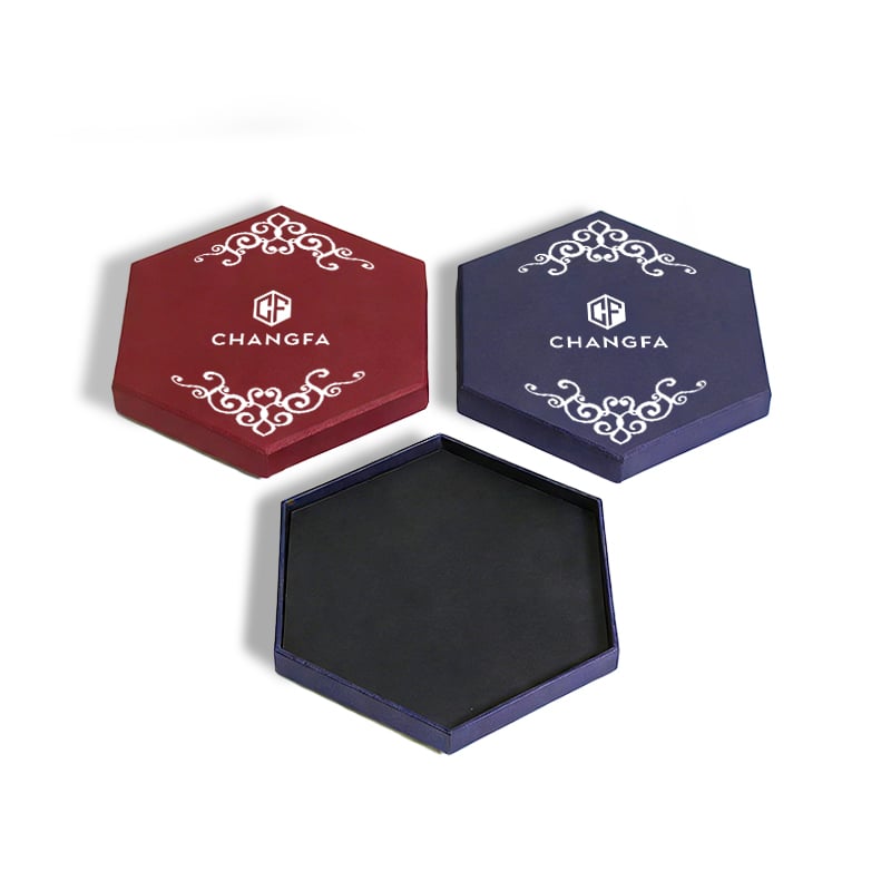 CF Custom Red Hexagon Detachable Rigid Gift Box with Matt Lamination and Custom Logo for Jewelry and Present Storage