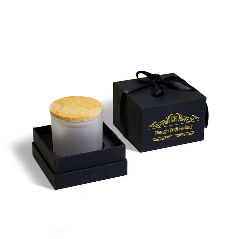 Ensemble-cadeau de bougies parfumées de luxe écologique et recyclable CF, boîtes rigides avec marque privée, emballage noir pour cadeaux