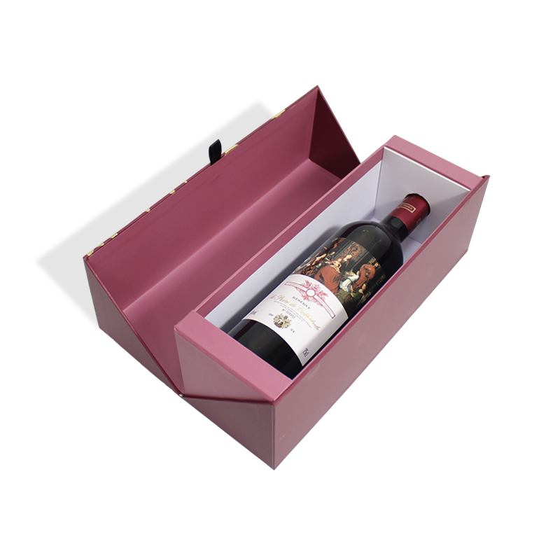 CF Rigid Clamshell Wine Box With Magnetic Closure Elegant