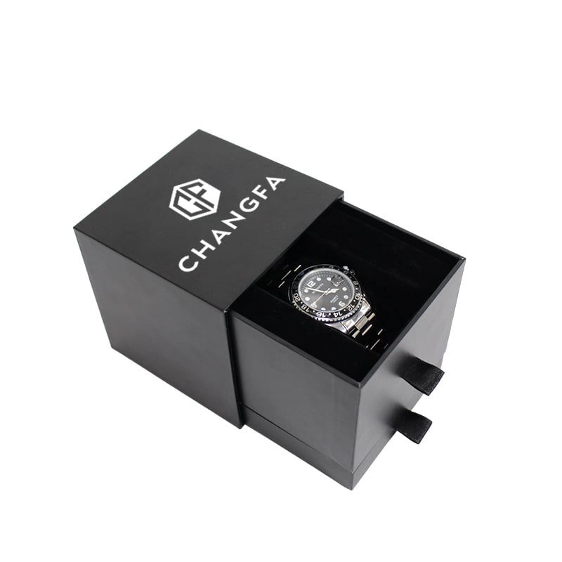 Watch Black Coated Paper Drawer Box With Eva Insert