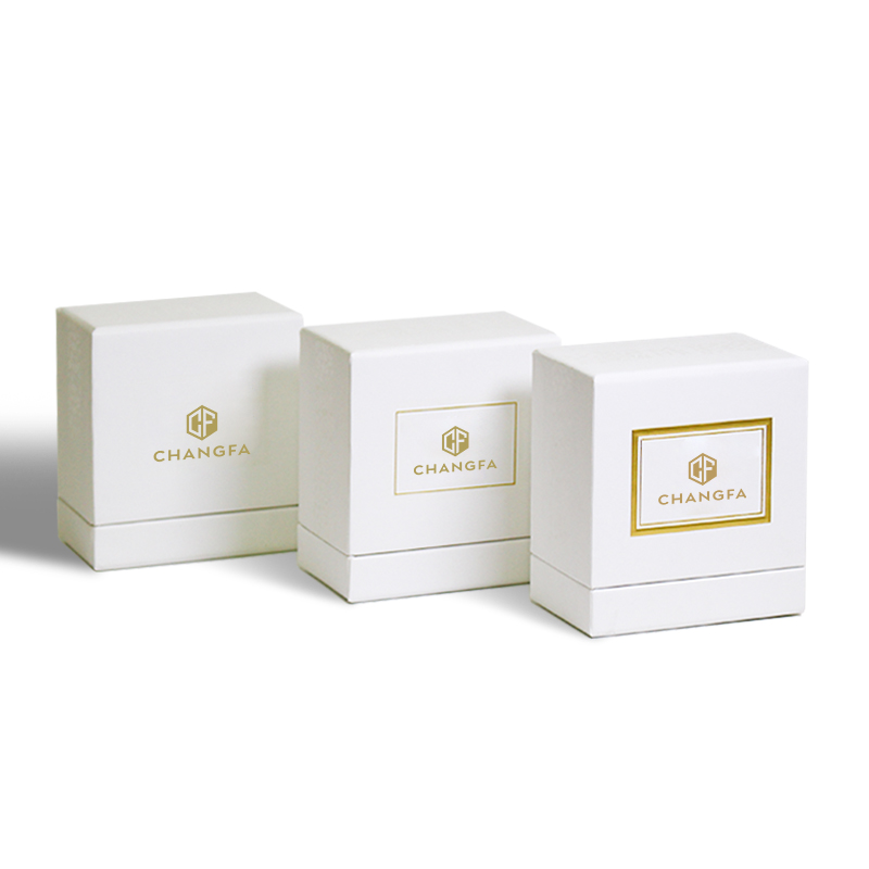 CF Custom Printed Luxury Cardboard Box Gold Hot Stamping LOGO White Gift Packaging Box