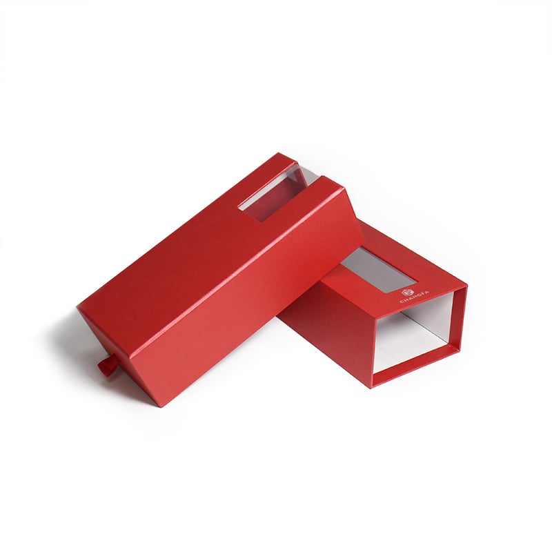 CF Cardboard Gift Box Packaging Rigid Boxes PVC Clear Window Small Paper Product Pull Sliding Drawer
