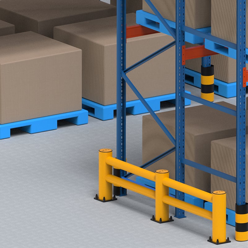 Modular Flexible Plastic Traffic Barrier System for Warehouse Wall Corner and Shelf End Protection