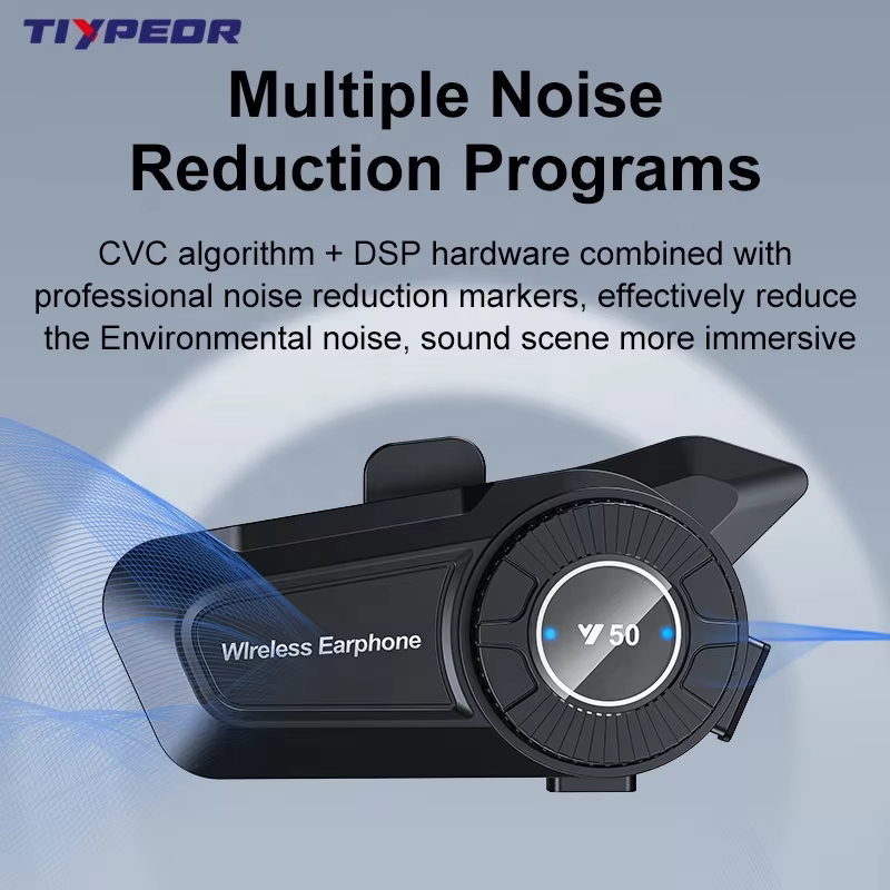 TIYPEOR Motorcycle Helmet BT Headset IPX6 Waterproof 1500mAh 60H Long Battery Life Anti-Freezing Music Player Earphone factory