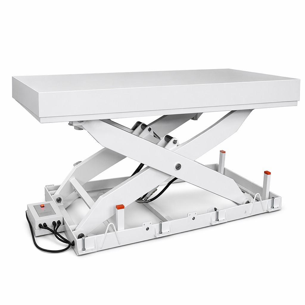 Smooth Lifting Foot Pedal Control Stationary Hydraulic Lift Table  for Wood Panel Feeder Systems