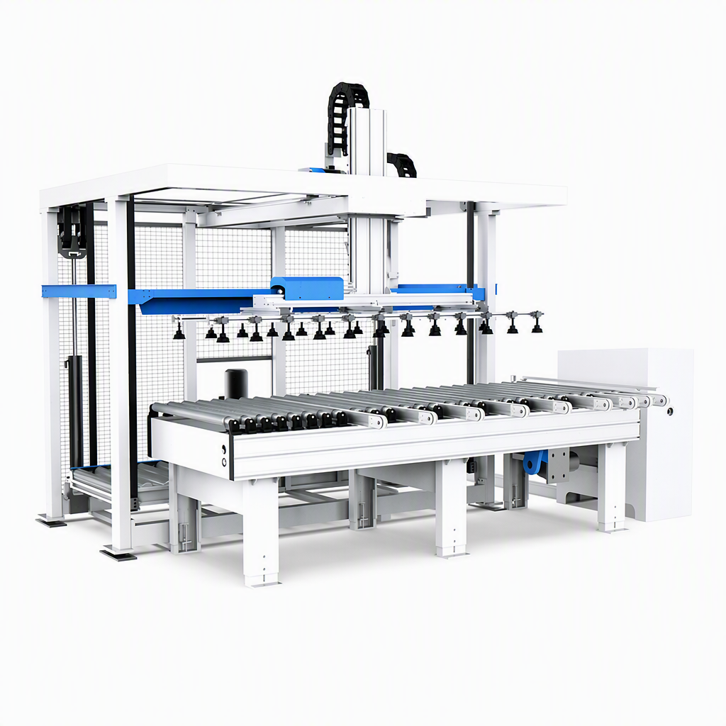 Wood Door And Panel Linear Production Line With Gantry Loader And Conveyor Of Other Woodworking Machinery
