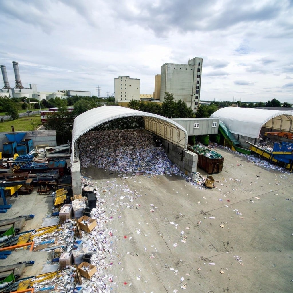 Double Truss Interlocking Concrete Block Shelter with Blocks 1600x800x800mm for Aggregate and Recycling Storage
