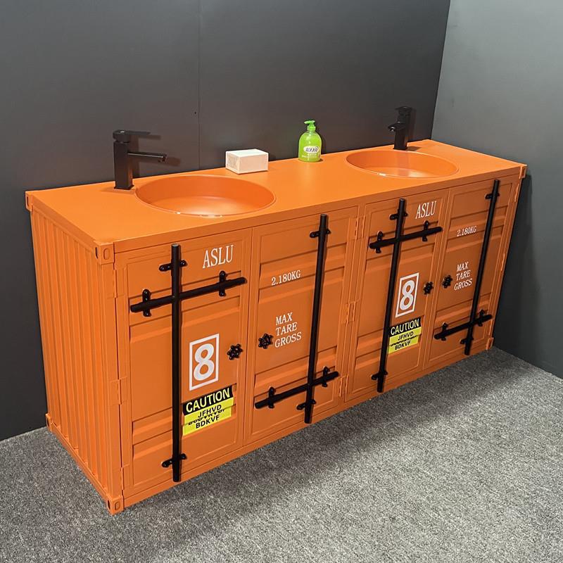 Add character to your bathroom with an industrial cabinet.