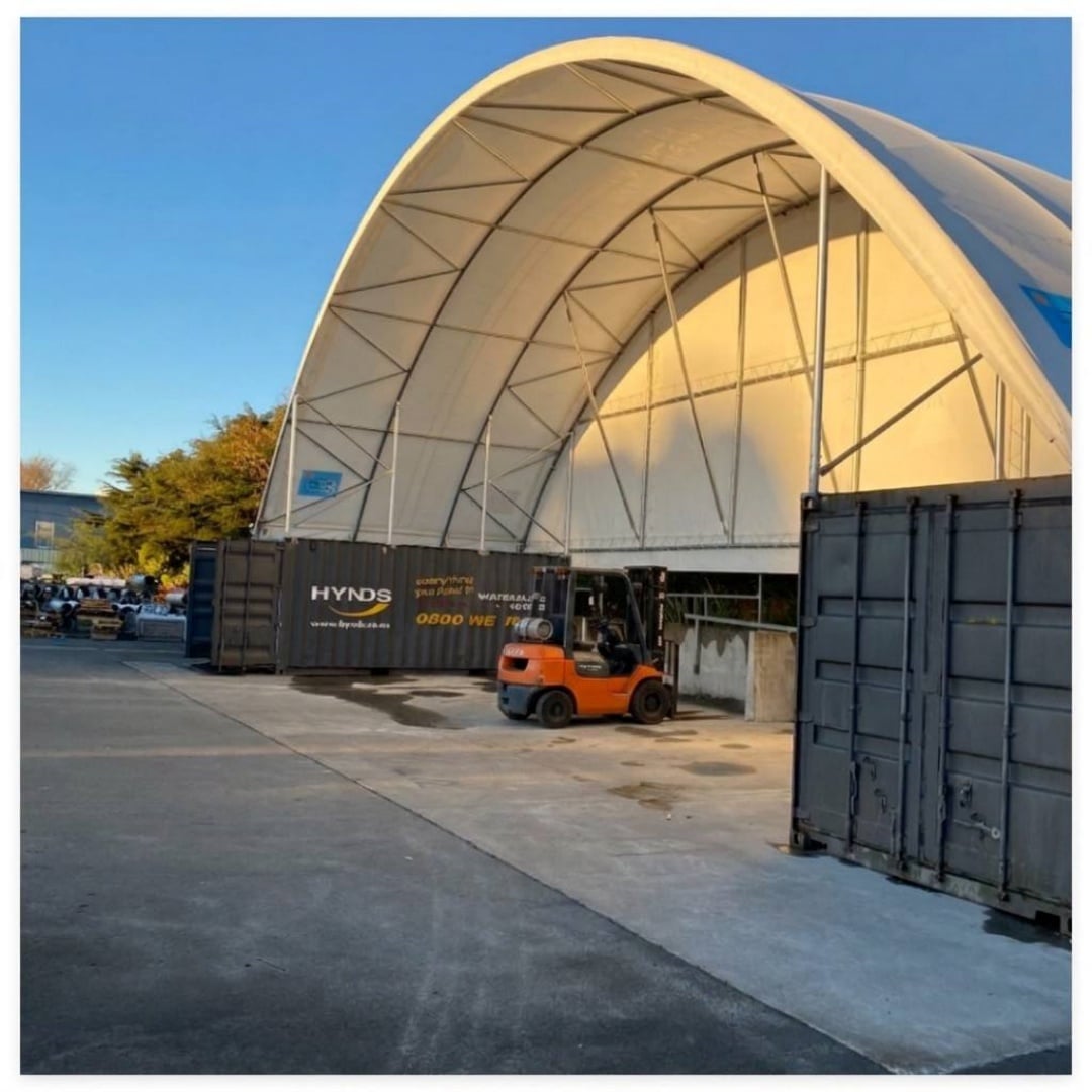 46'X20' 14mX6m Single Truss Container Dome Shelter with Fire-resistant PVC Not Eating up Valuable Yard Space