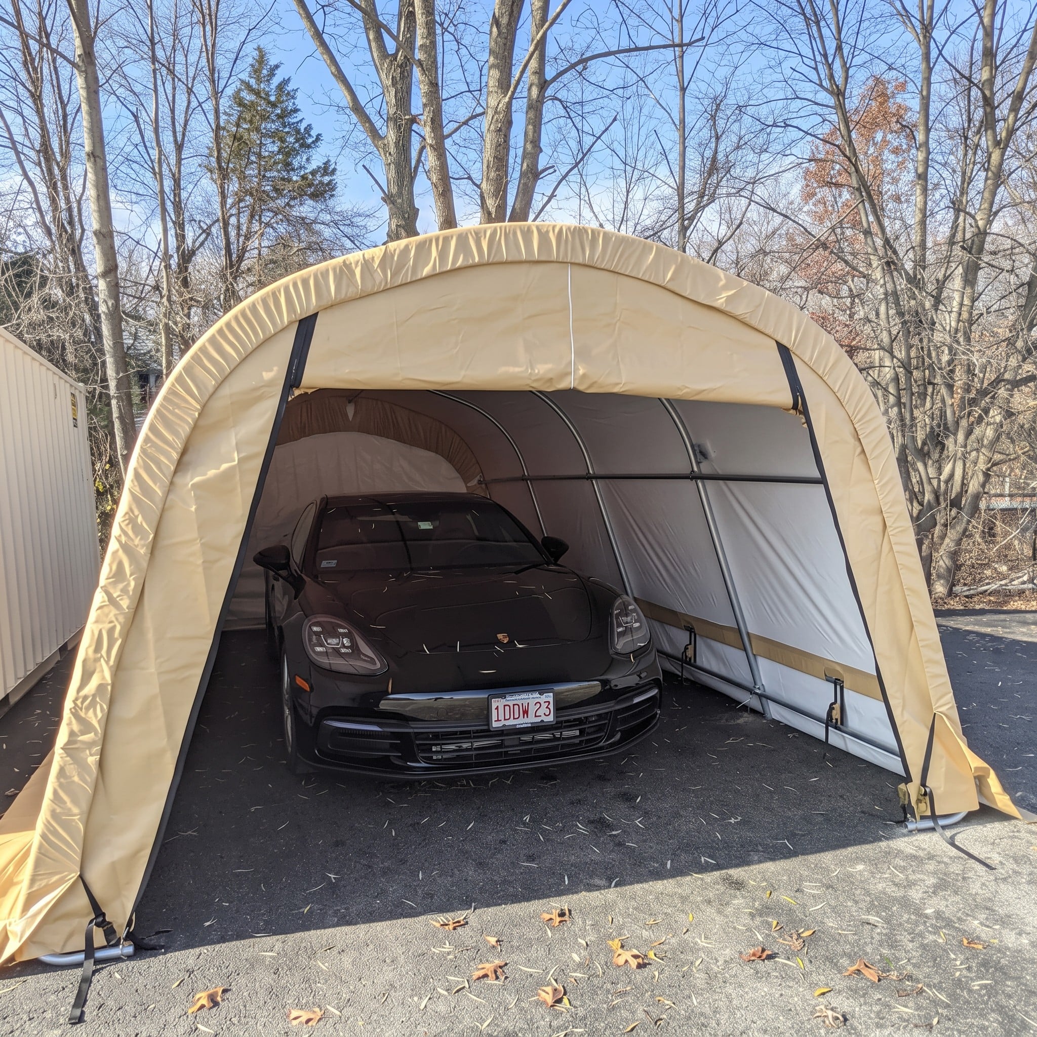 15x20ft Round Roof Outdoor Car Storage Tent with Galvanized Steel Frame