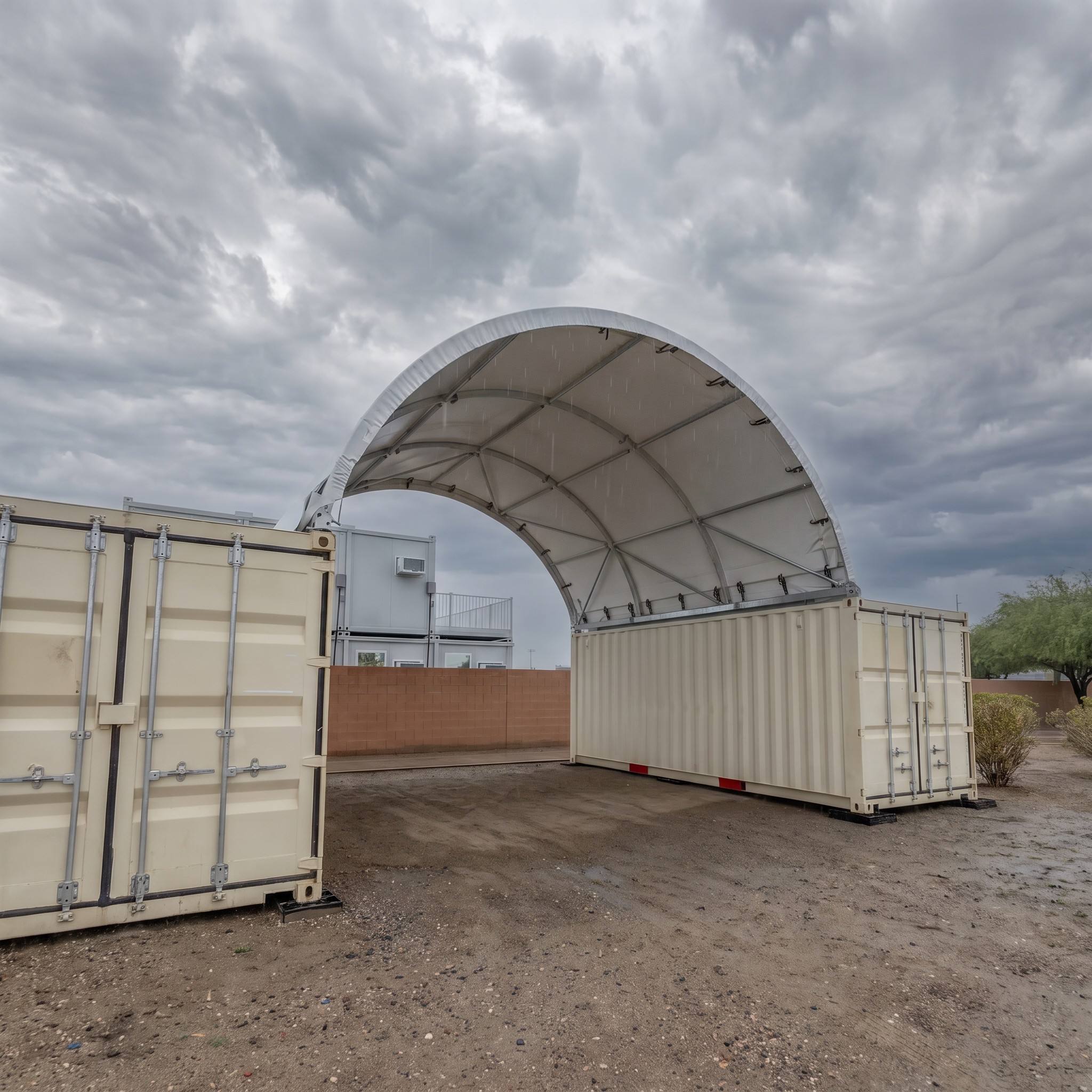 20 X 20ft Single Truss Quick-Connect Container Canopy for Heavy Dump Trucks, and Boom Lifts
