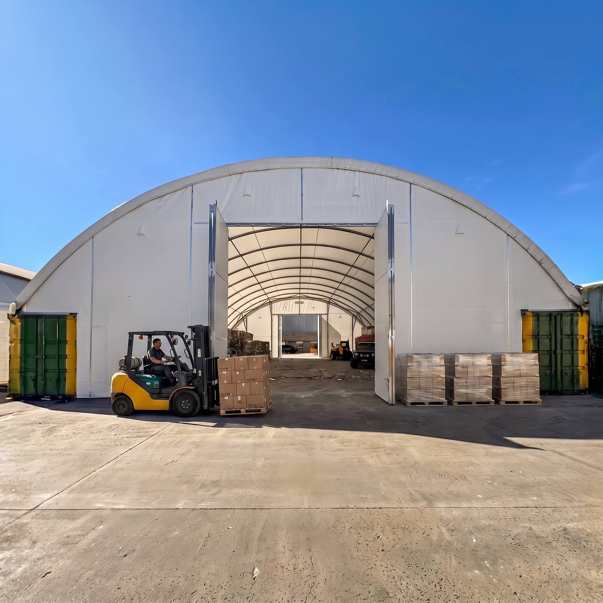 56X40ft Bi-fold Door Single Truss Conex Shelter for Equipment Storage Workshop Shelter