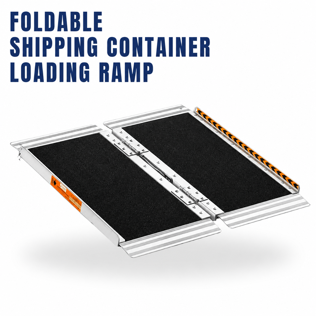 Folding Non-slip Aluminum Shipping Container Loading Ramp 800LBS Capacity Threshold Portable Wheelchair Ramp for Steps