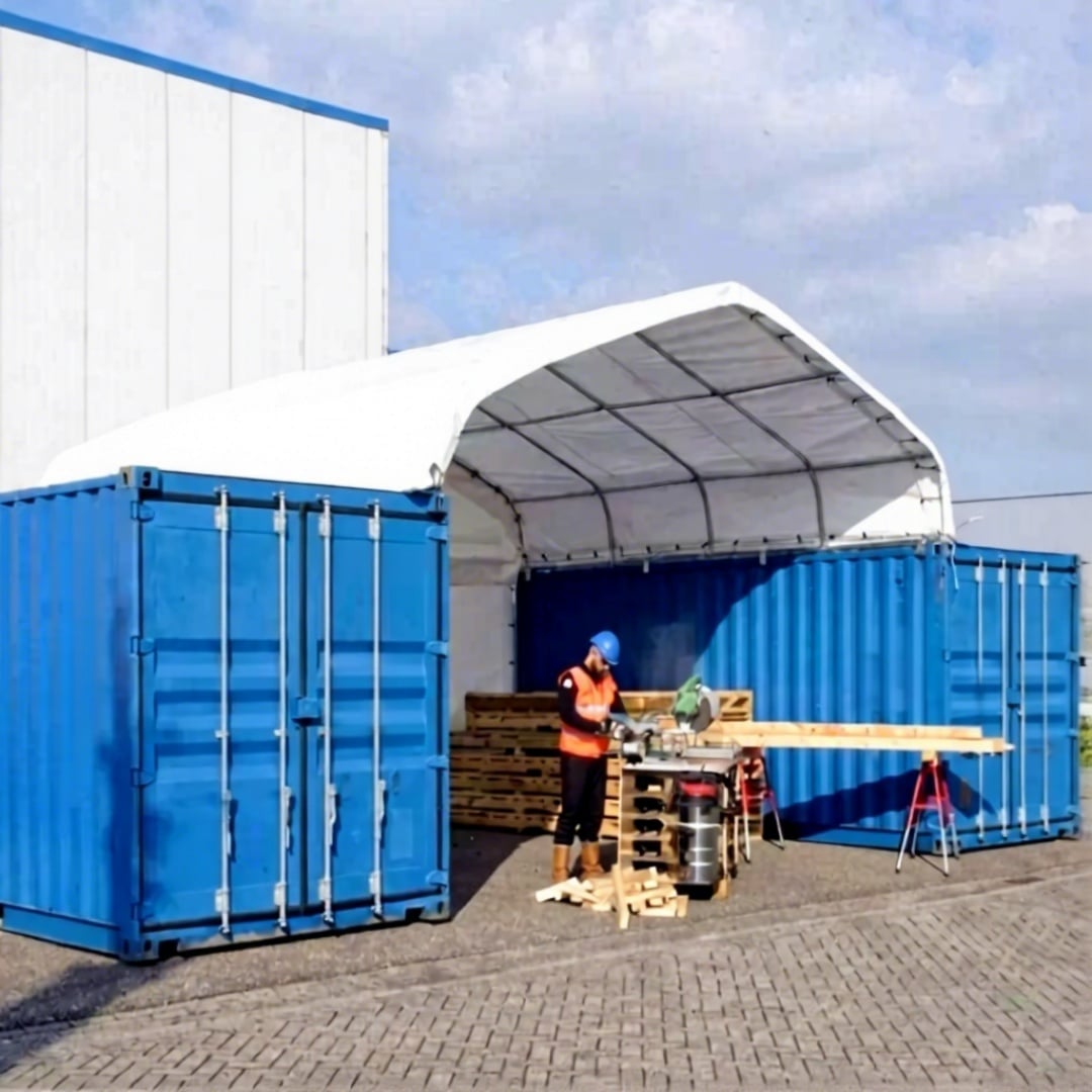 20X20ft Waterproof and Windproof Single Truss Container Shelter with 610gsm PVC