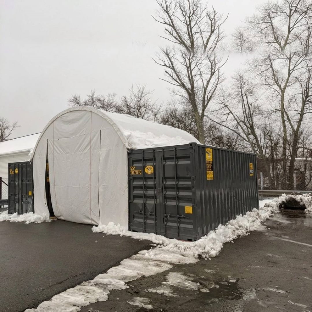 20'X20'X9.5' Single Trusscargo Container Shelter with FRONT Wall W/roll Door