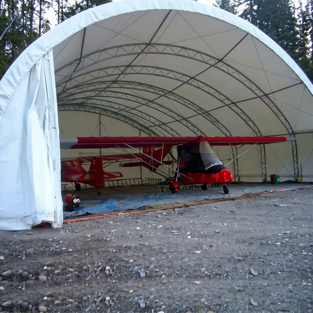 30X46X16ft Double Truss Clear Span Fabric Building Airplane Hangar for Single-engine & Light Twin Aircraft