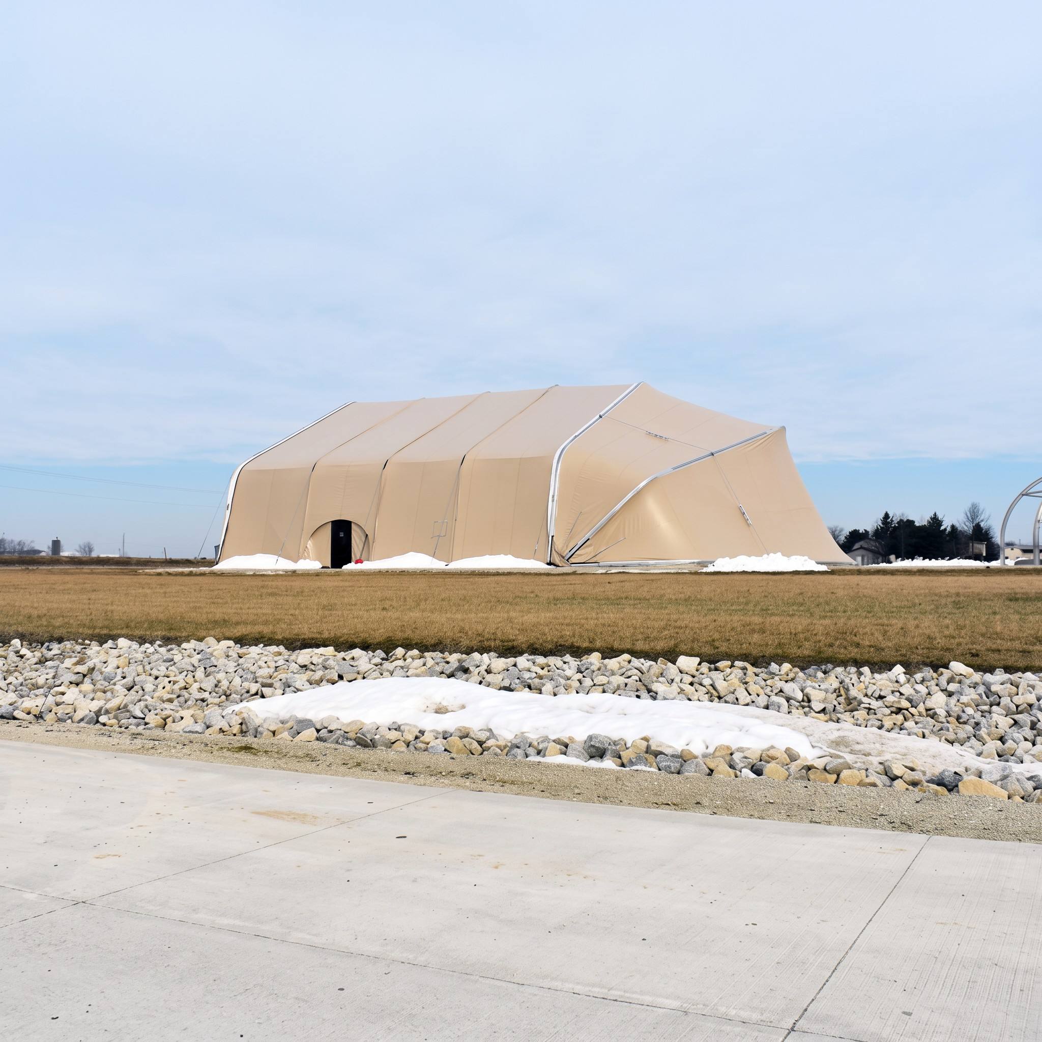 83X164ft Single Truss Large Aircraft Hangar Tent Large Area Maintenance Shelter with Retractable Tri-Lid Doors