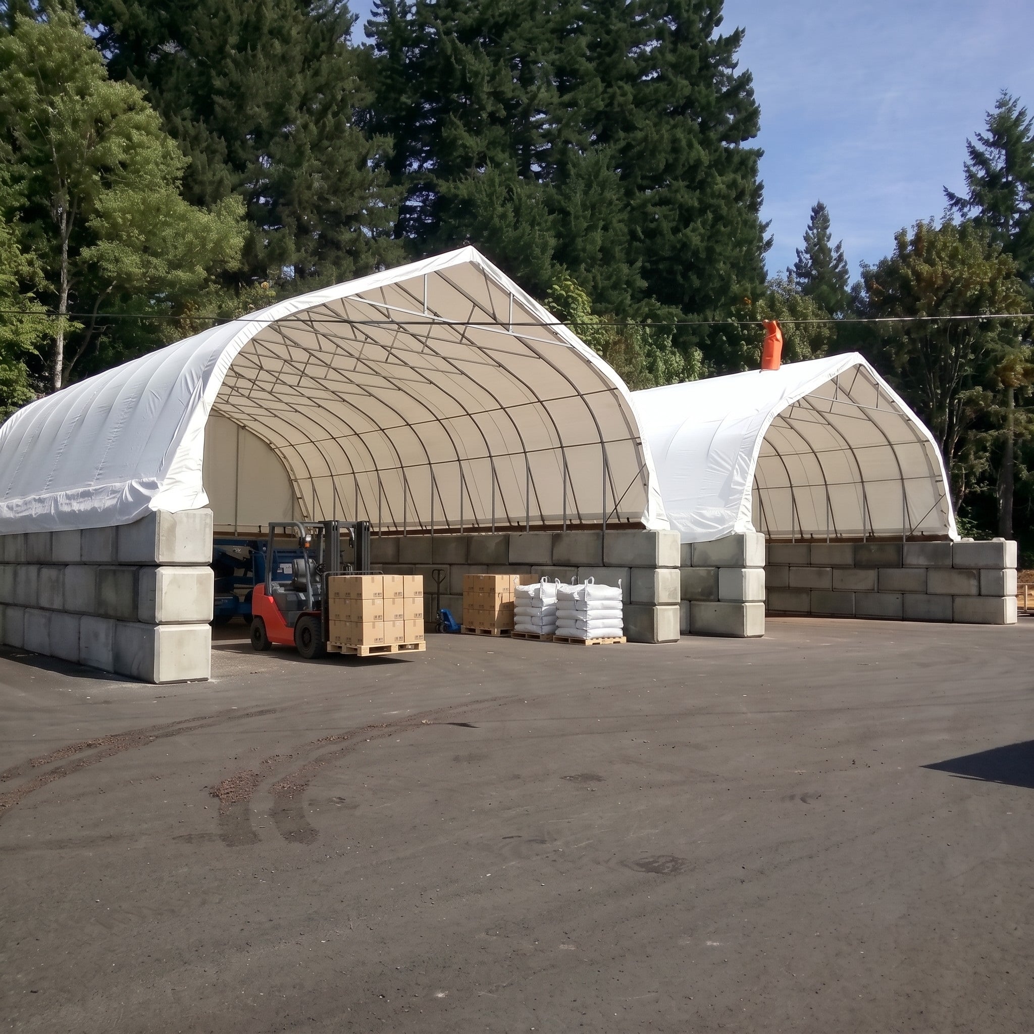 40x40ft Single Truss Gothic Style Snow Shelter with No Concrete Foundation Required for Farm Equipment & Tractor Barn