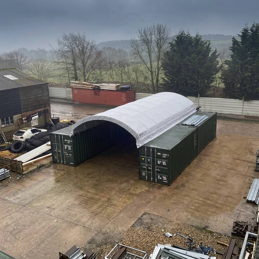 6m Wide Sea Container Canopy with 610gsm Fabric Cover for Inside or Outside Mount