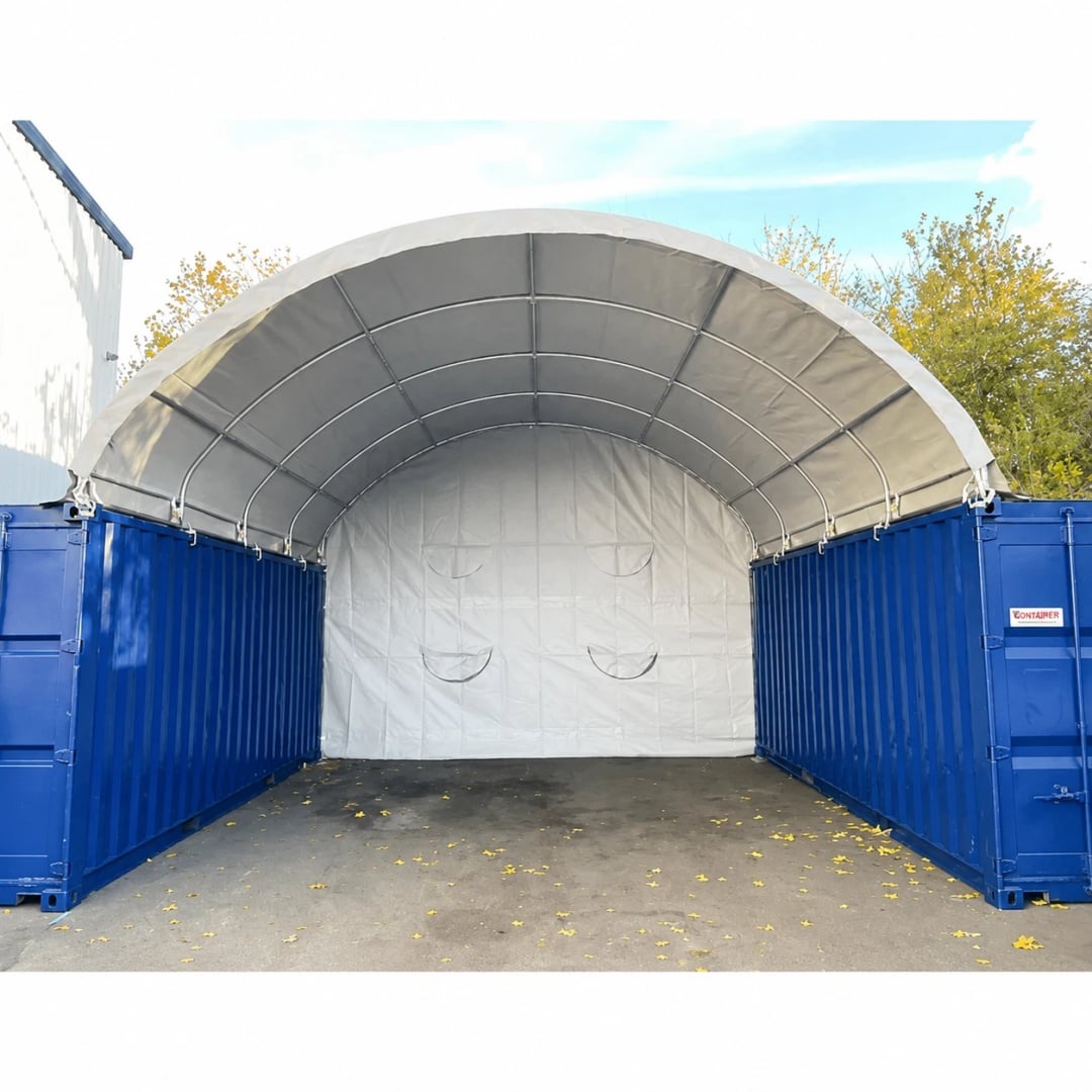 11oz PE Fabric 2020 Single Truss Sea Container Canopy with Rear Panel / Back Panel
