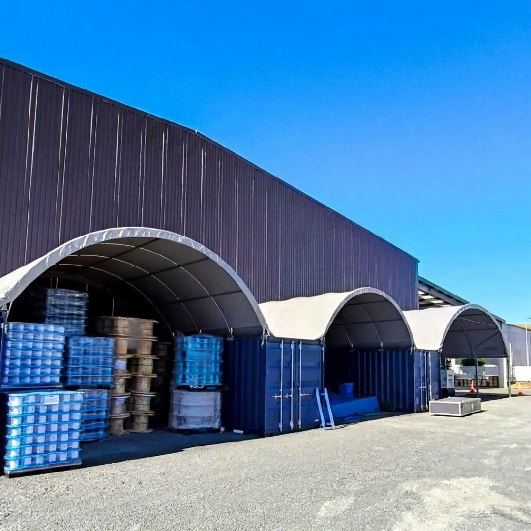 Hot-Dip Galvanized Snow-Load Rated 610gsm PVC Single Truss ShelterPod with 4 Vents Back Wall